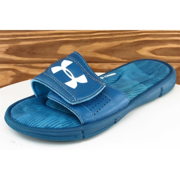 Under armour Youth Boys‎ Shoes Sz 5 M Blue Synthetic Slide - Picture 1 of 8